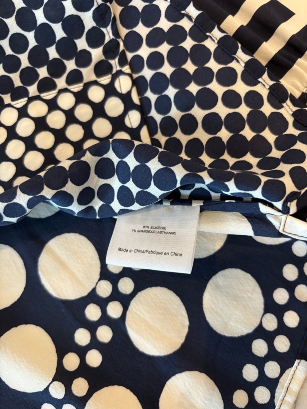 Tory Burch Navy and White Polka Dot Button-Up Blouse - Picture 6 of 8